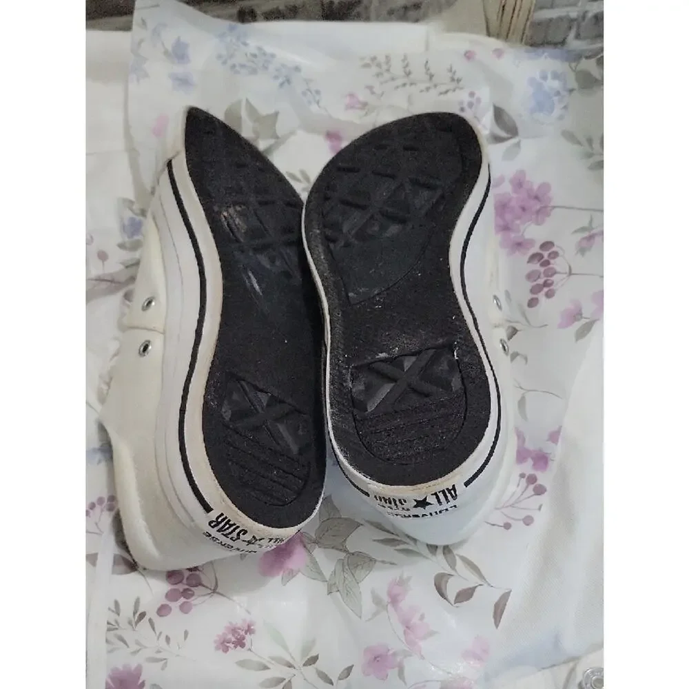 Converse All-Star Cream Canvas Sneakers, Heart Lining, Womens Sz 10, Streetwear - Picture 6 of 11